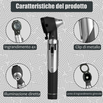 Mini Otoscopio Tascabile a Fibre Ottiche con LED Sostituibile