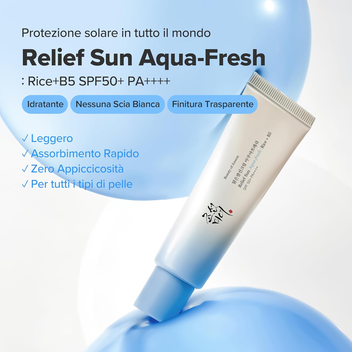 Beauty of Joseon — Crema Solare Aqua Fresh SPF50+ PA++++ con B5 e Riso