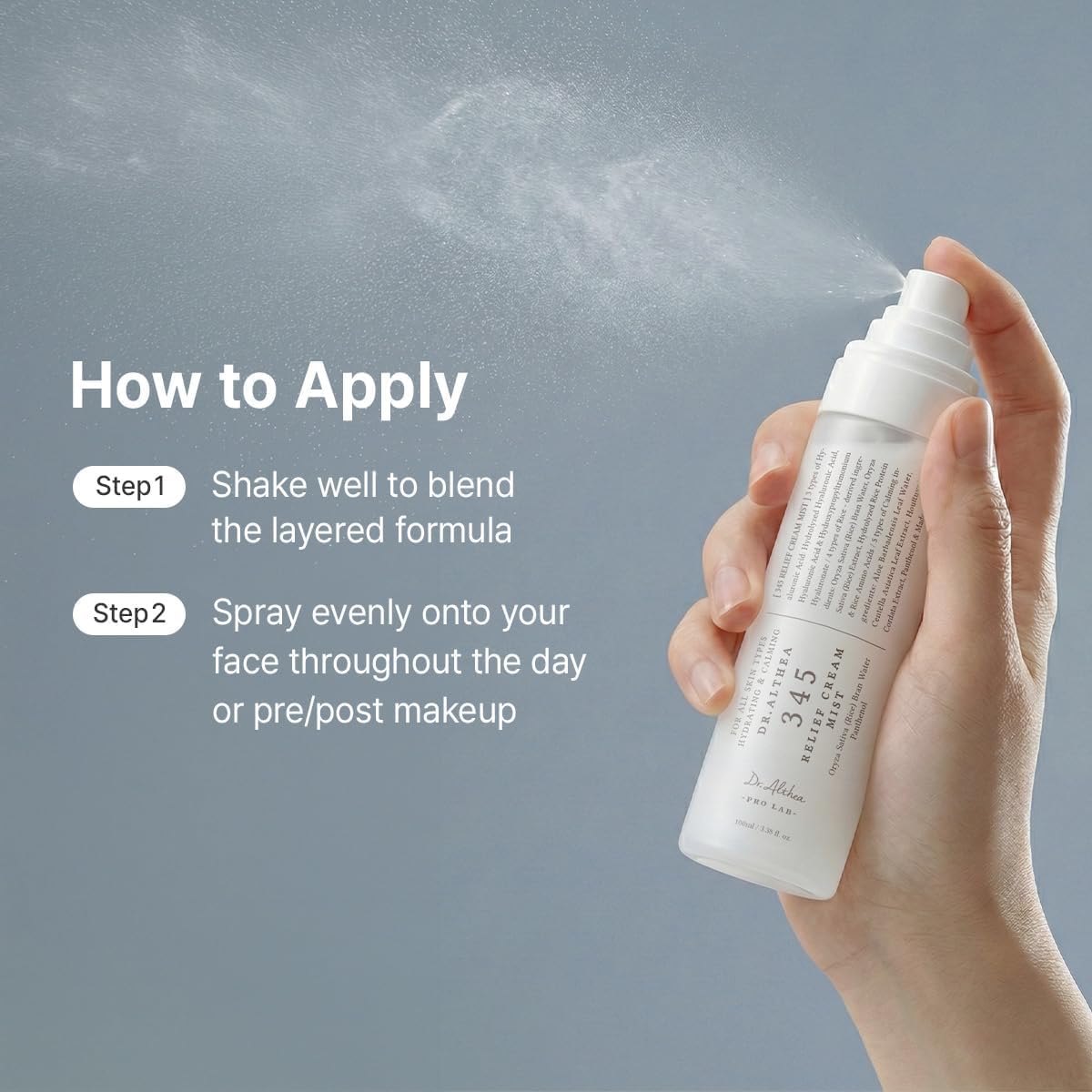 Dr. Althea 345 Relief Cream Mist fine mist texture demonstration