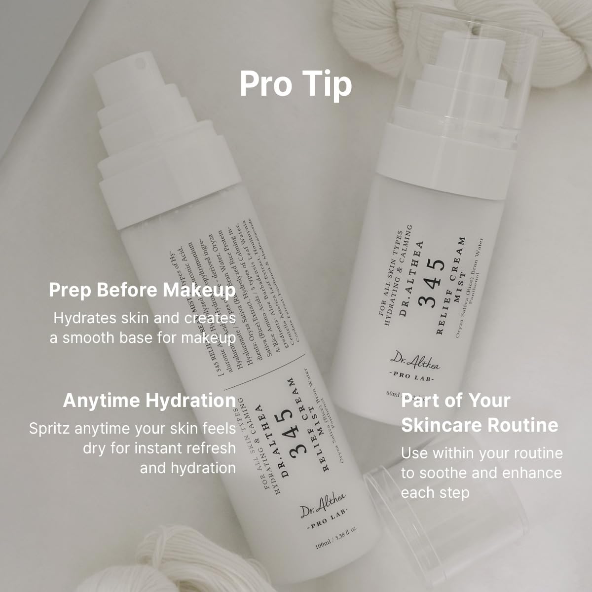 Dr. Althea 345 Relief Cream Mist spray application on face