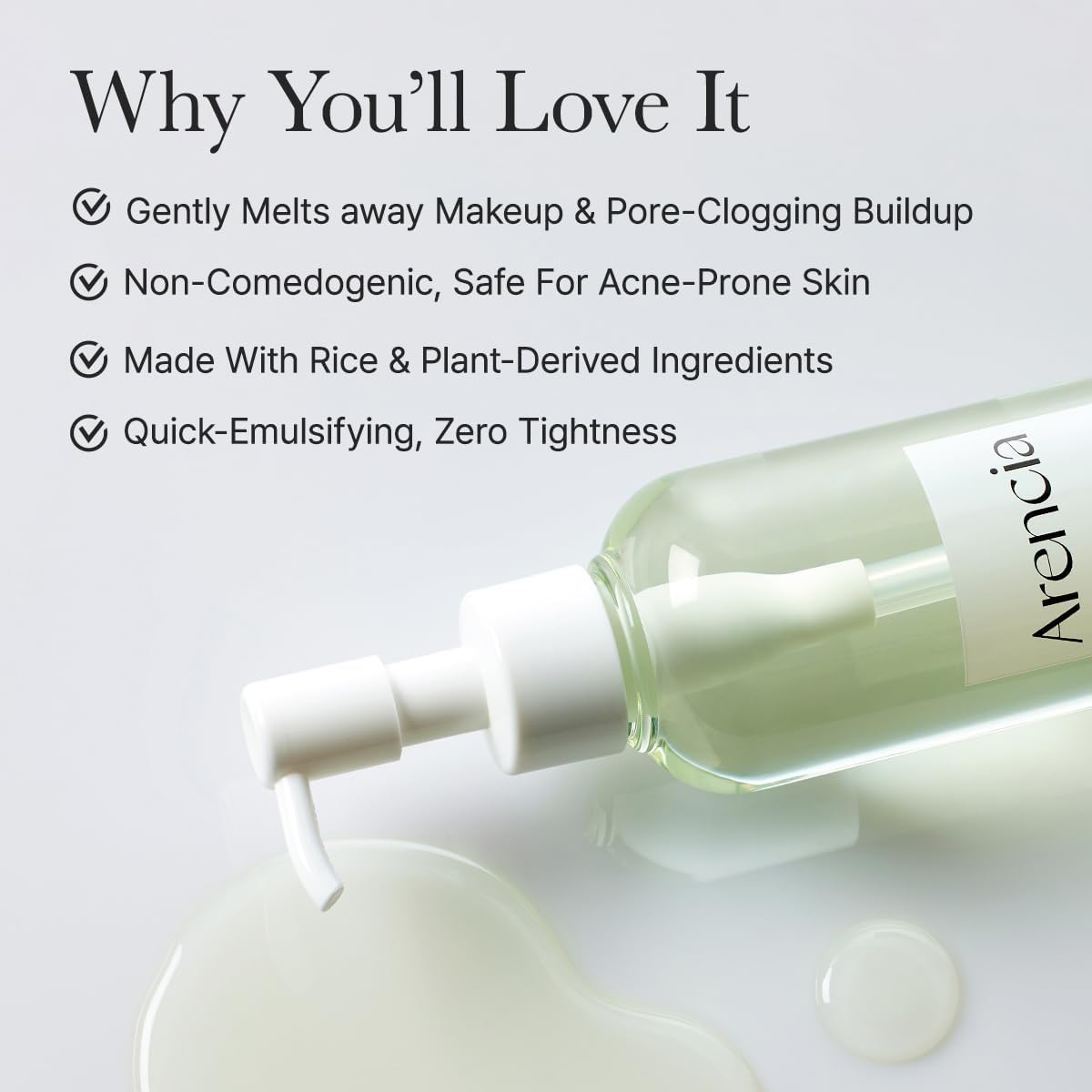 Arencia Pore Melt Mochi Cleansing Oil before and after clean skin
